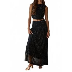 NEW MINT EXCLUSIVES emily beaded midi skirt in black